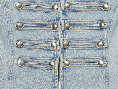 Women's button decoration sleeveless denim vest