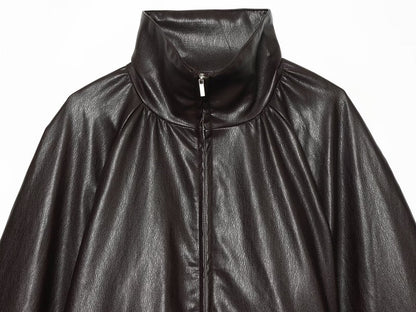 Women's leather effect pleated jacket