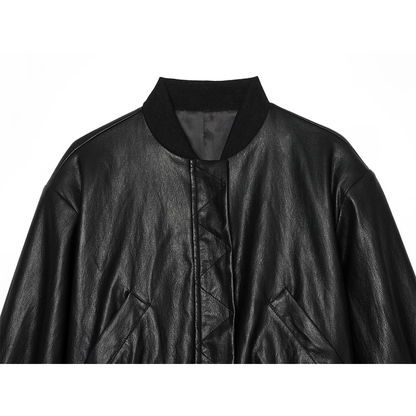Women's leather effect short pilot jacket Coat