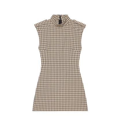 Women's slim plaid strap short jumpsuit