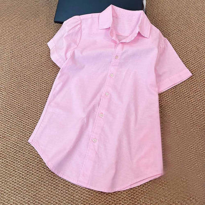 Women's new fashion casual cotton and linen short-sleeved shirt