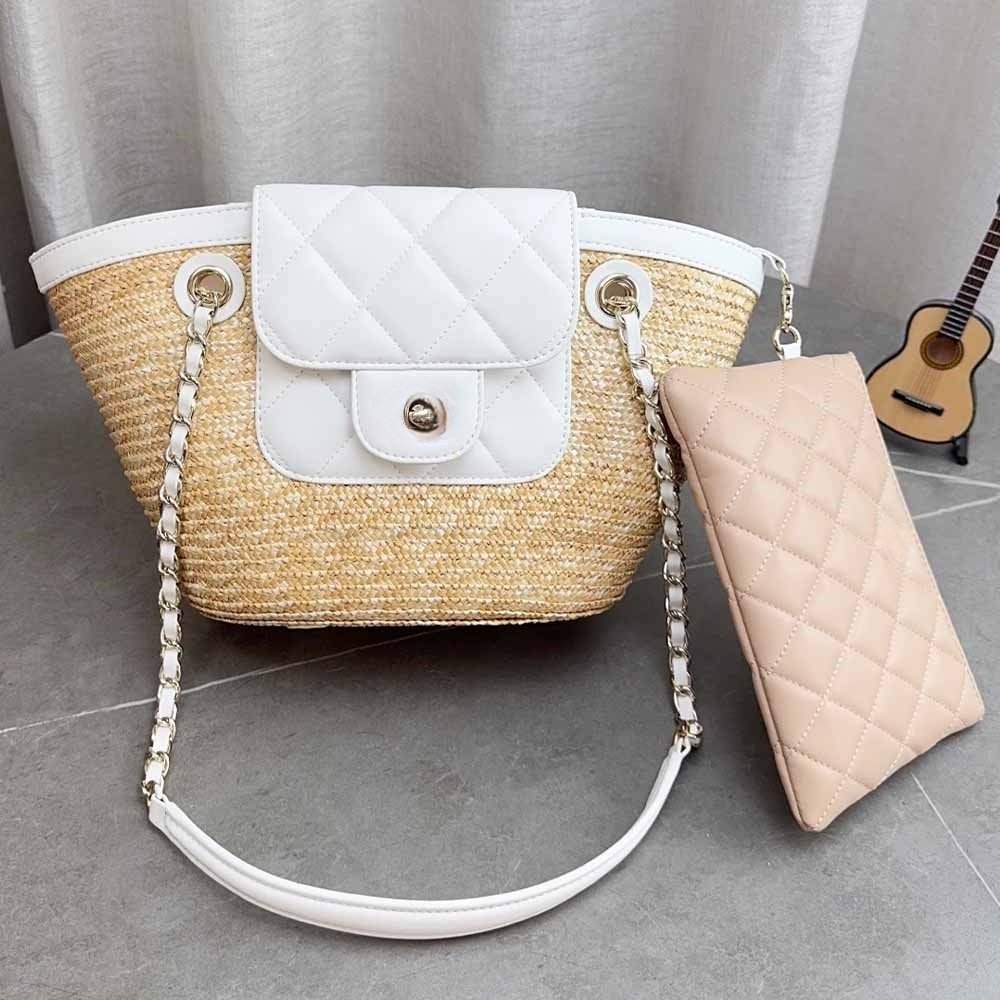 Women's new metal chain splicing design shoulder bag