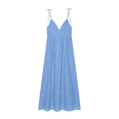 Women's hollowed out embroidered MIDI dress