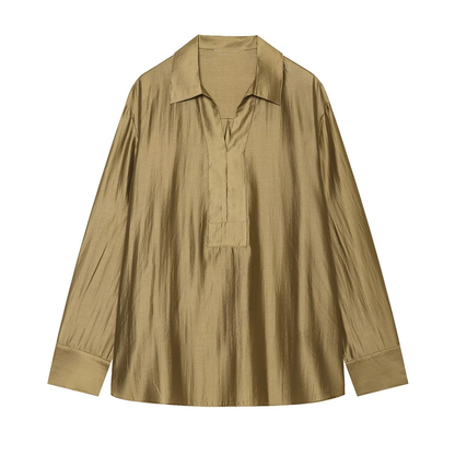 Women's loose satin textured casual shirt