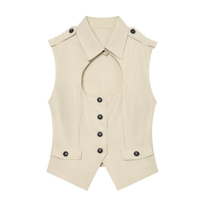 Women's open design windbreaker fabric top