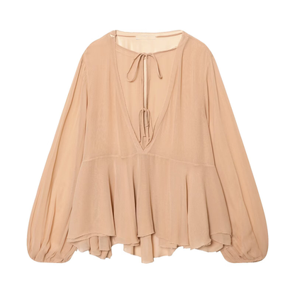 Women's layered decorative casual lace up shirt