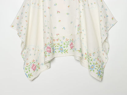suit Women's 2 pieces linen blend printed asymmetrical top+shorts
