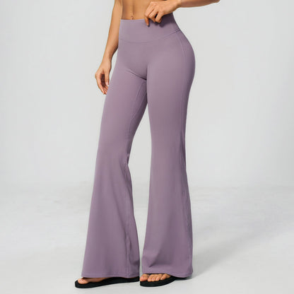 Women's new sanding yoga pants abdomen hip running fitness bell bottoms.