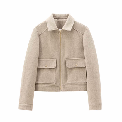 Women's short lapel woolen jacket Coat