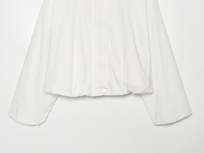 Women's Stand Collar Button Zipper Short Coat