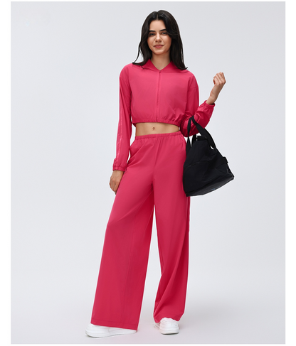 2026 Women's New Sexy Waist Short Jacket+Loose drape casual pants suit