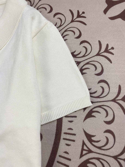 Women's New Fashion Joker Embroidered Cotton Knitted Lapel Short Sleeve Cardigan