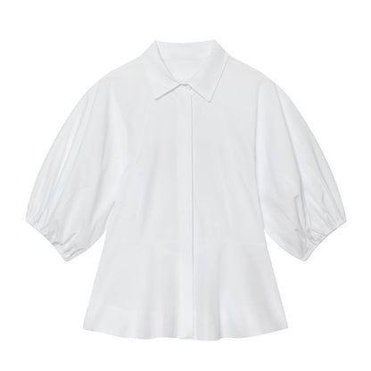 Women's skirt style hem bubble sleeve shirt