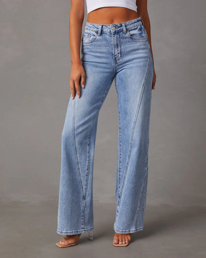 Fashion Loose Splicing Wide Leg Jeans for Women