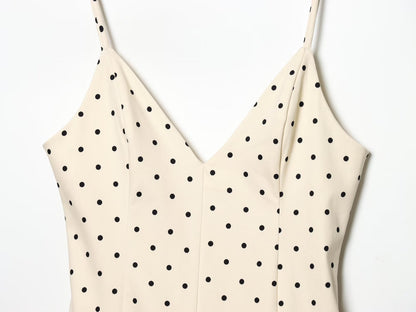 Women's short jumpsuit style polka dot dress