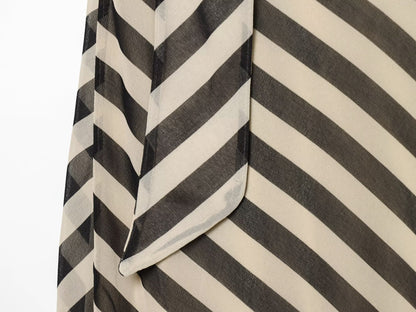 Women's ribbon decoration striped Swing collar dress