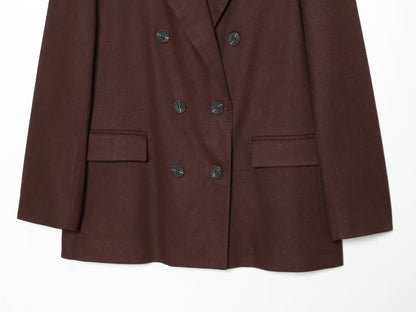 set woman 2 pieces loose linen blend Blazer Coat +straight leg pants