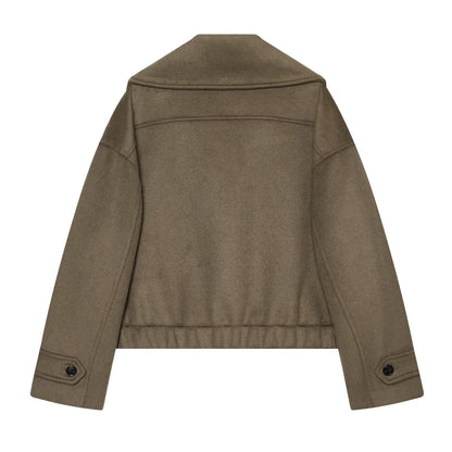 Women's Lapel straight casual wool blend Coat