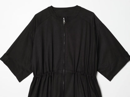 Women's O-Neck zipper short sleeved puffy Coat