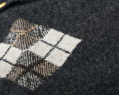 Women's O-Neck diamond patterned knitted Coat