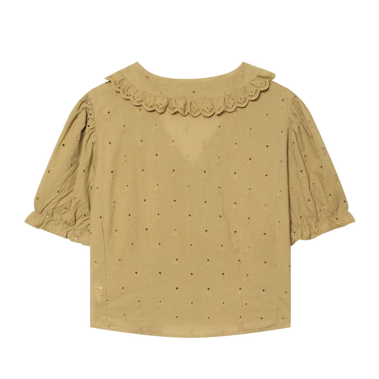 Women's short embroidered lapel shirt