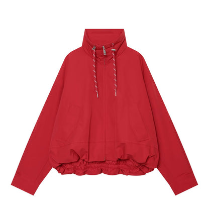 Women's with drawstring short cotton jacket Coat