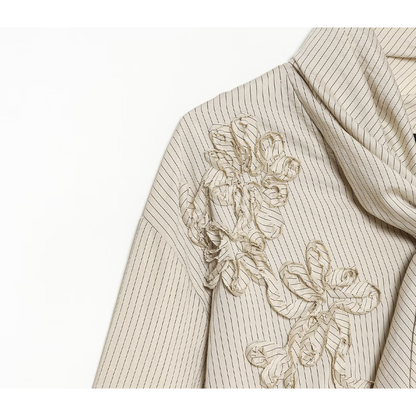 Women's knot decoration casual striped shirt