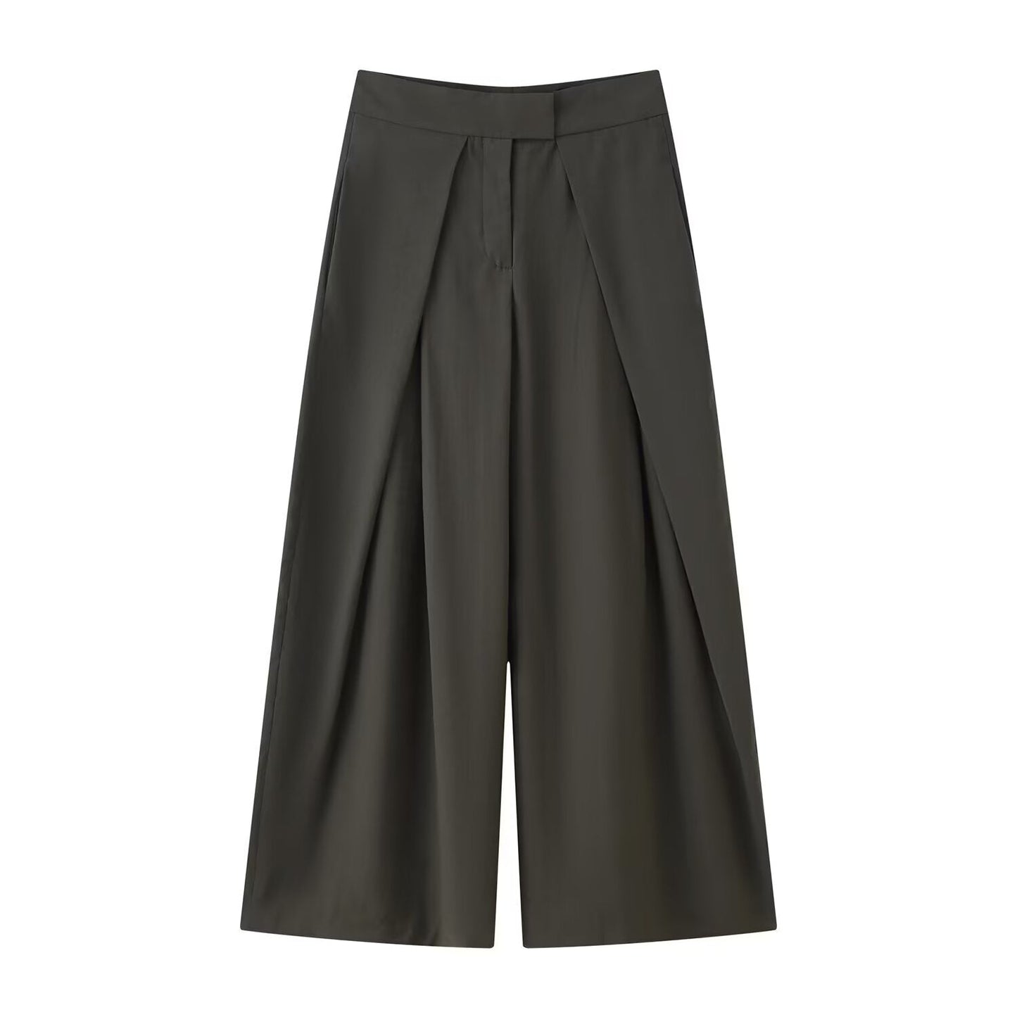 Women's new casual loose zipper pleated trousers