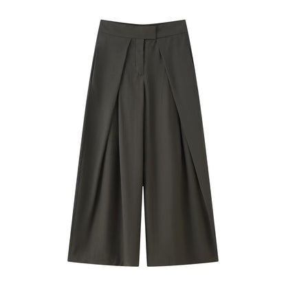 Women's new casual loose zipper pleated trousers