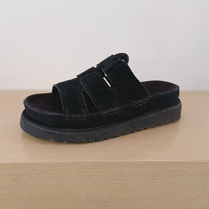 Women's 2026 new fashion open toe hook and loop casual slippers