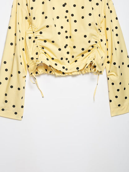 suit Women's 2 pieces pleated decorative polka dot coat+shorts
