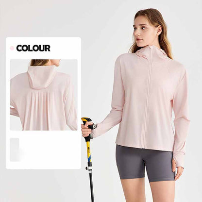 Women's New Fashion Joker Outdoor Sports Loose Cool Breathable Hooded Sunscreen Coat Hip Sunscreen Clothing.