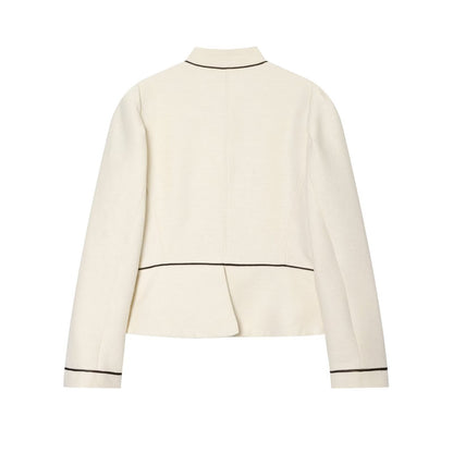 Women's contrasting color trimmed slim Blazer Coat