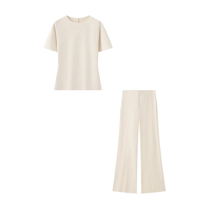 suit Women's 2 pieces backless design round neck top+Pants