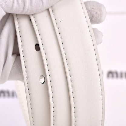 Women's New Fashion Joker Pin Buckle Hollow Letter Design Belt Belt With a box
