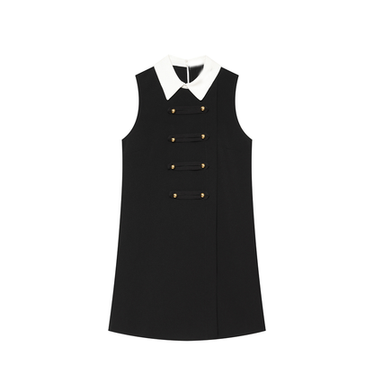 Women's rope knot buckle splicing lapel mini dress