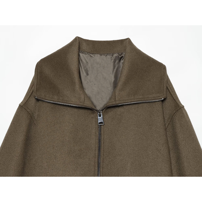 Women's Lapel straight casual wool blend Coat