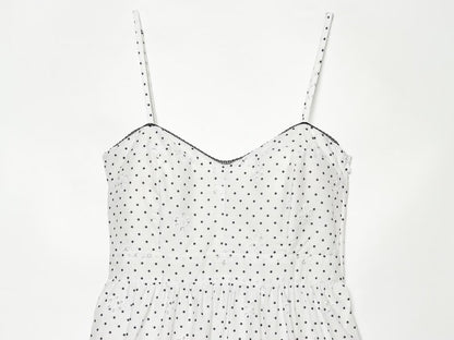 Women's hollowed out embroidered polka dot MIDI dress