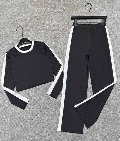 Women's spring and autumn new sports wide-leg trousers two-piece suit