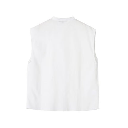 Women's casual linen blend sleeveless shirt