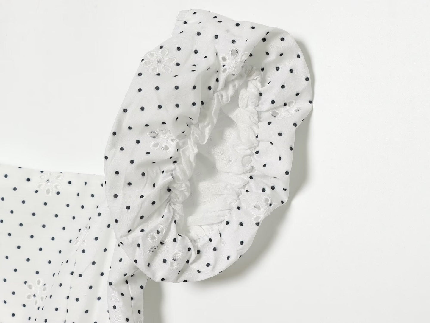Women's hollowed out embroidered polka dot top