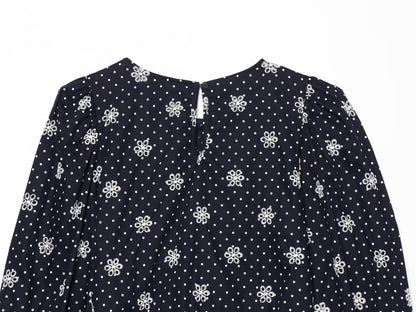 Women's hollowed out embroidered polka dot shirt