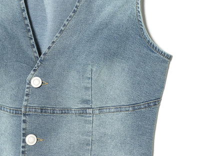 suit Women's 2 pieces slim denim vest style top+denim shorts
