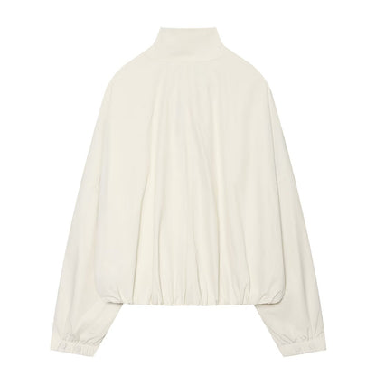 Women's standing collar single breasted nylon Coat