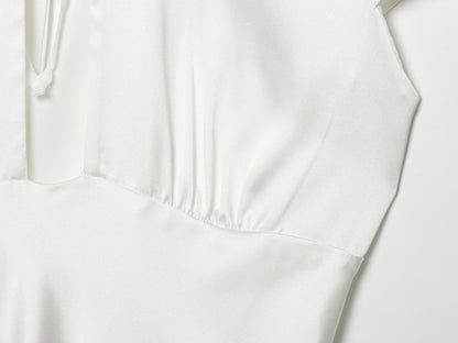 Women's opening design satin texture mini dress