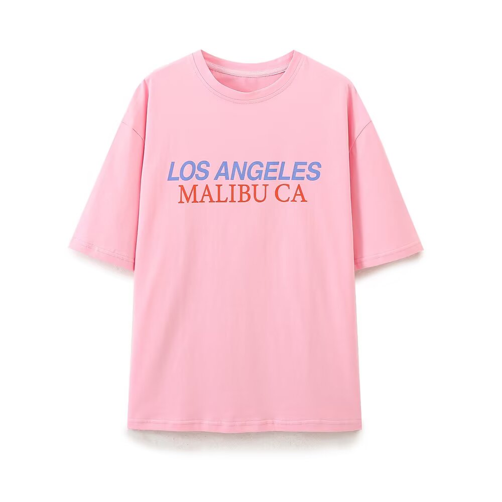 2026 multi-color printed letter T-shirt women short sleeved O-neck loose T-shirt