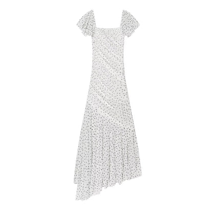 Women's slim pleated polka dot dress