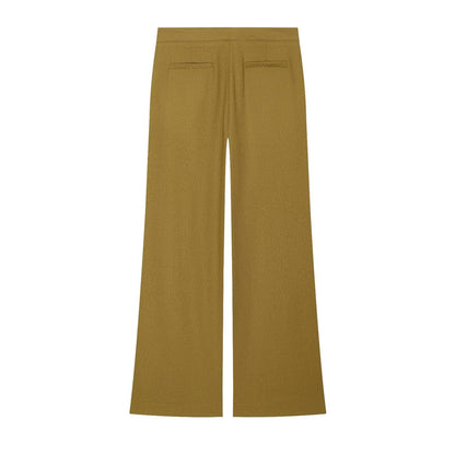 suit Women's 2 pieces loose rope knot buckle linen blend shirt+Pants