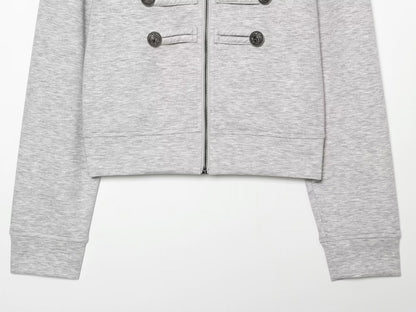 Women's short standing collar hoodie style Coat