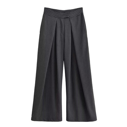 Women's casual striped wide leg pants